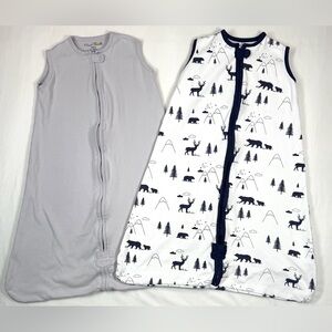 LOT OF MAMA CHEETAH Baby‎ Grey & Woodland Creature Printed Sleepsacks Size 6-12M